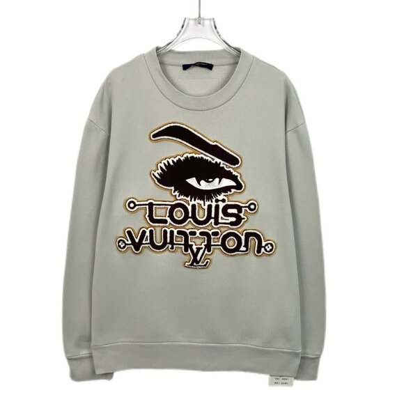 Louis Vuitton 2023 Gray Graphic Print Cotton Crewneck Long-Sleeve